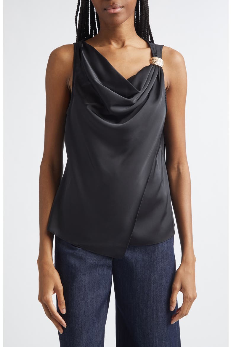 Bangle Elora Satin Top, Main, color, BLACK