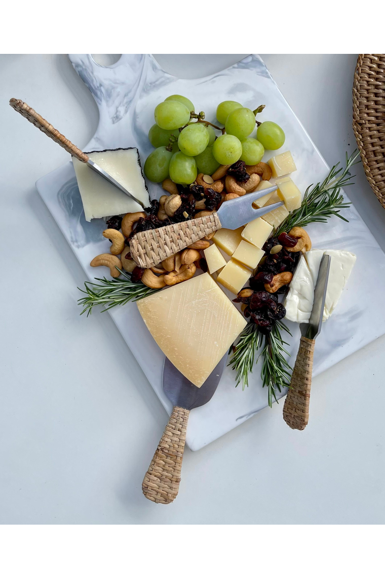 Artifacts Rattan Stainless-Steel Cheese Knives (Set of 4) - with Gift Box, Alternate, color, Honey Brown