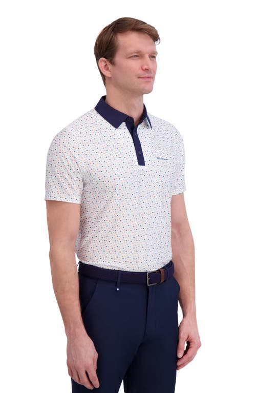 Ben Sherman Polka Dot Print Tech Jersey Golf Polo In Neutral