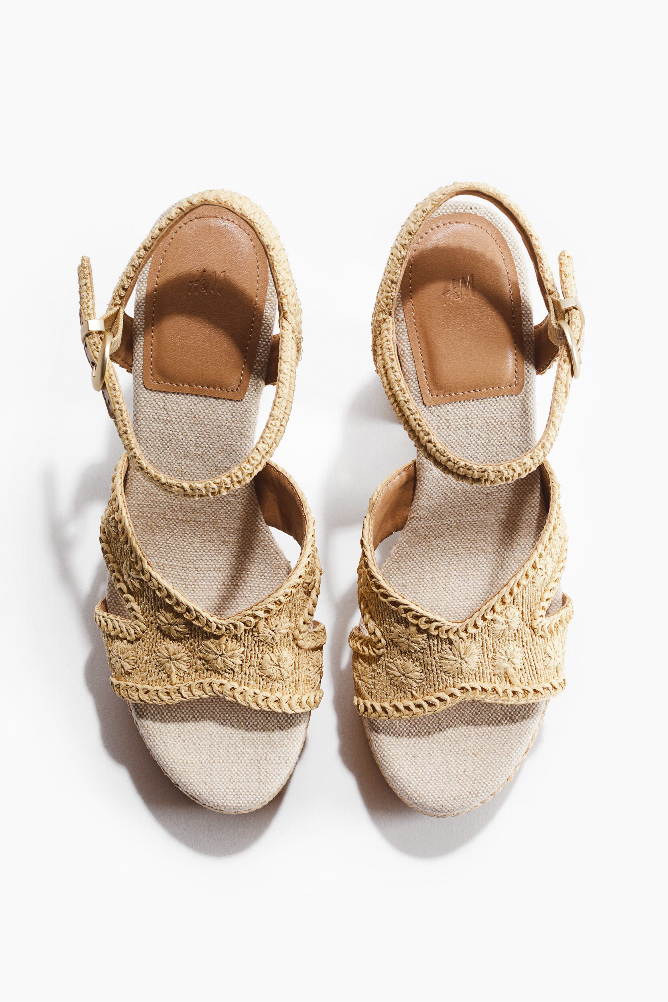 H&M Heeled espadrilles, Alternate, color, Beige