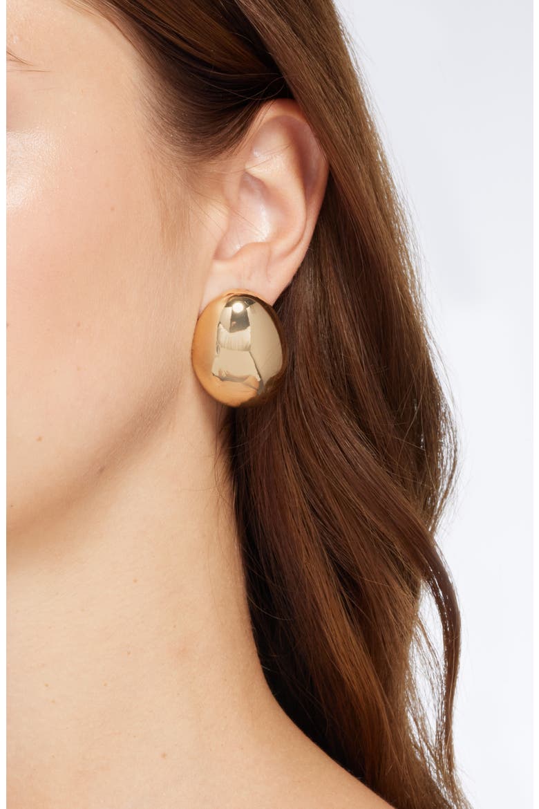 Puffy Oval Button Stud Earrings, Alternate, color, GOLD