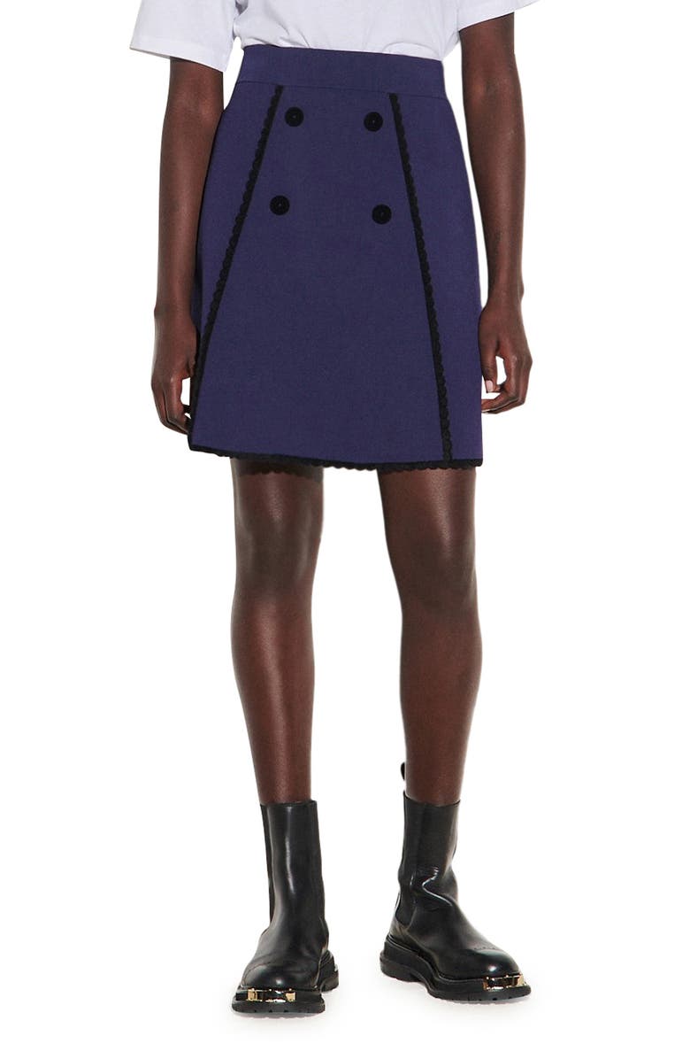 SANDRO A-Line Mini Skirt, Main, color, 