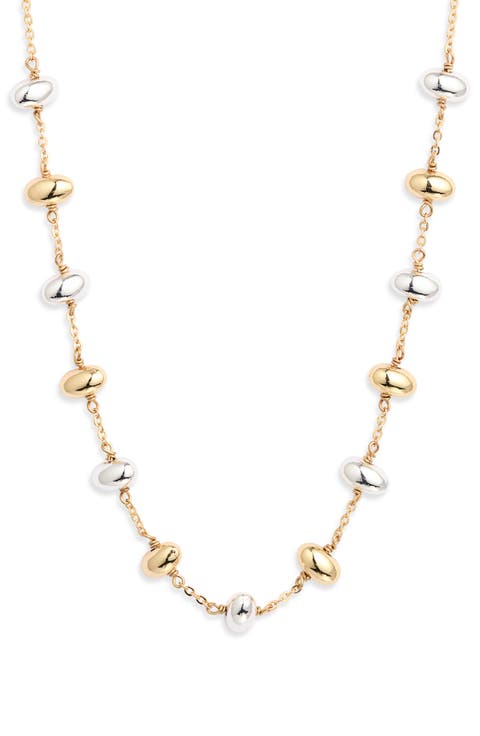 Two-Tone Bead Station Necklace