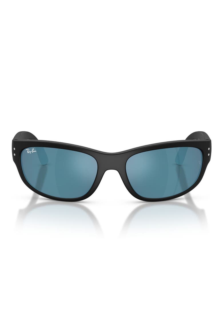 Kids' 55mm Square Sunglasses, Main, color, MATTE BLACK / BLUE MIRROR BLUE