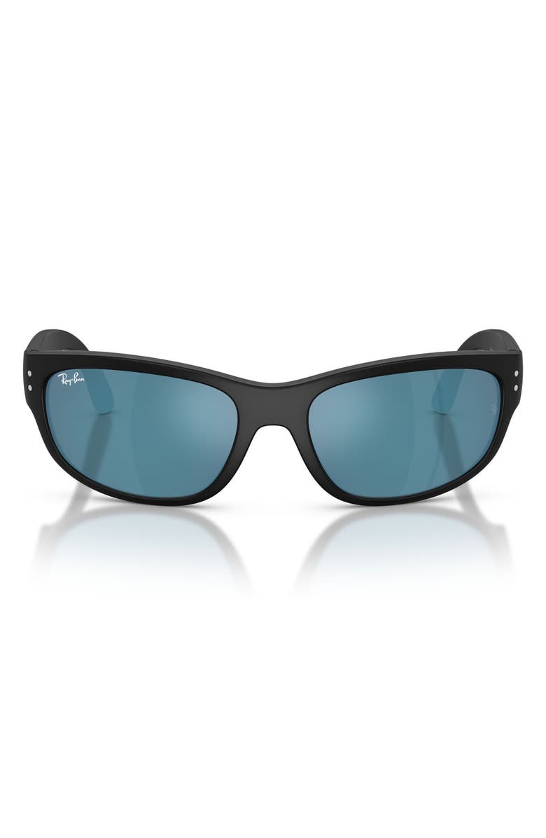 Ray-Ban Kids' 55mm Square Sunglasses, Main, color, Matte Black / Blue Mirror Blue