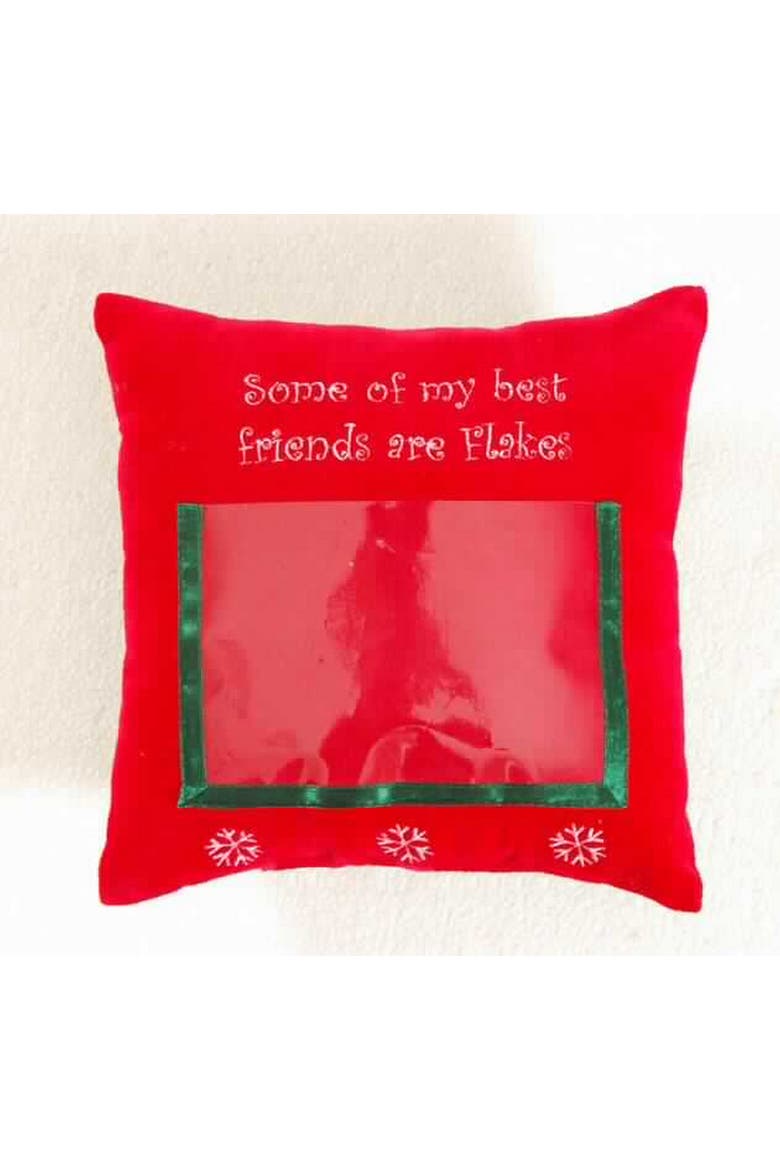 Some Of My Best Velvet Picture Mini Accent Pillow, 10" x 10", Main, color, Red