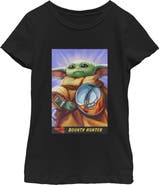 Star Wars: The Mandalorian and Grogu Girls Star Wars The Mandalorian and Grogu The Child Bounty Hunter Comic Art T Shirt