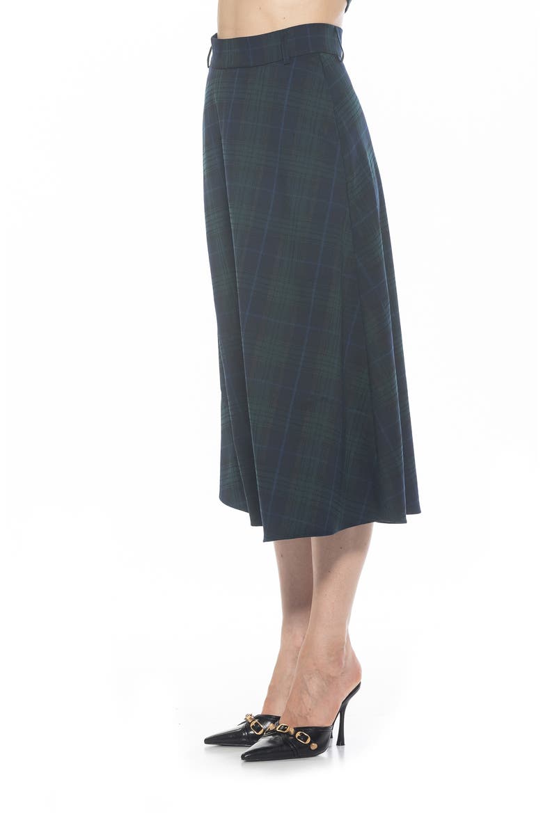 Leonie Plaid A-Line Skirt, Alternate, color, GREEN PLAID