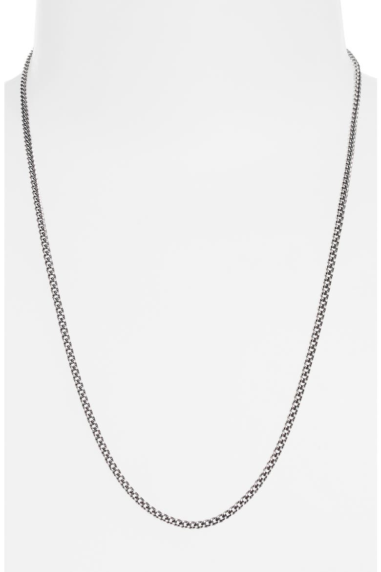 Men's Ruby Rosette AA Curb Chain Necklace, Alternate, color, STERLING SILVER
