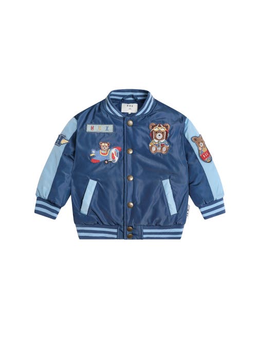 Huxbaby Aviator Varsity Bomber Jacket In Blue