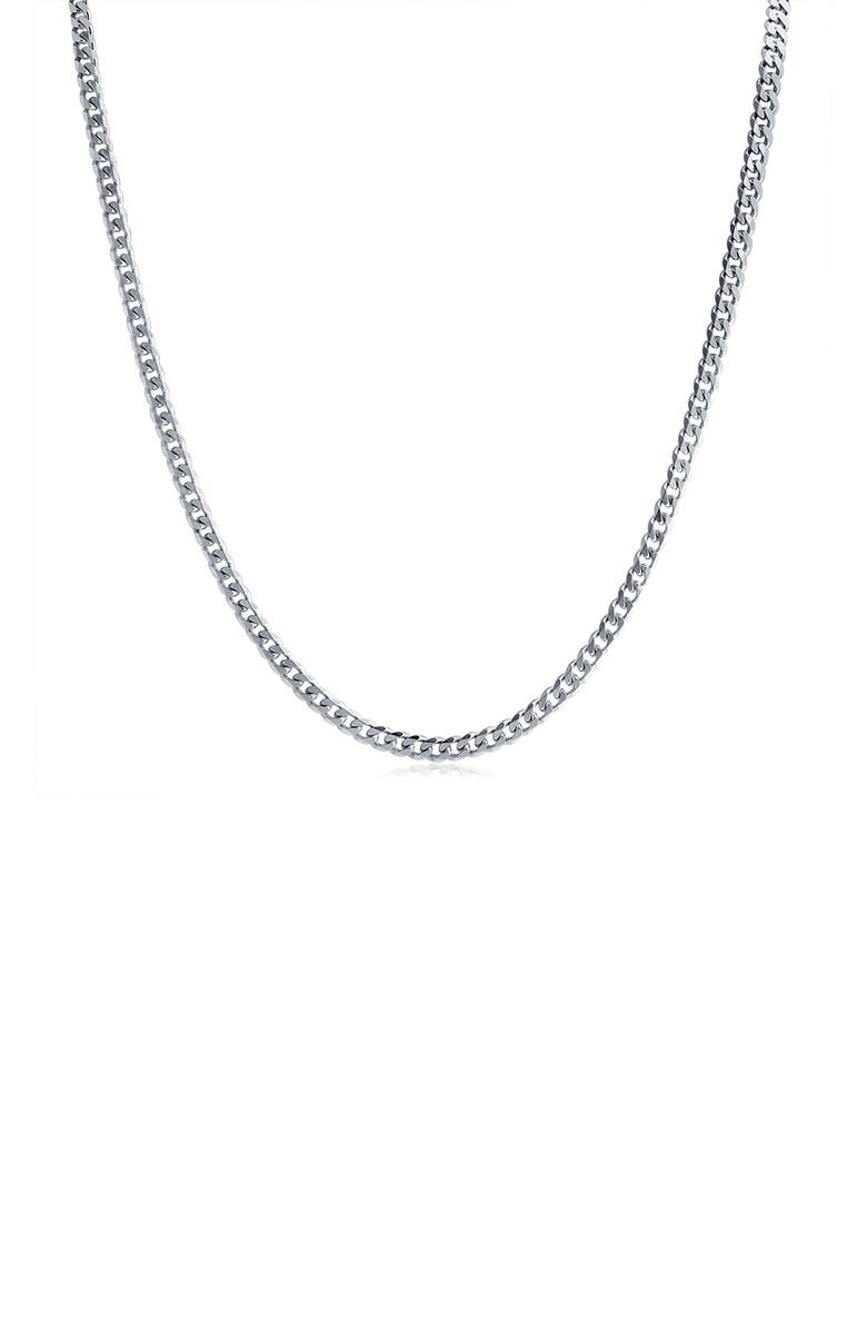 BLING JEWELRY Sterling Silver Heavy Solid Curb Chain Necklace, Main, color, Silver