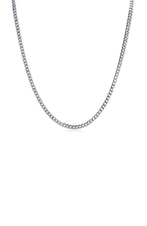 Sterling Silver Heavy Solid Curb Chain Necklace