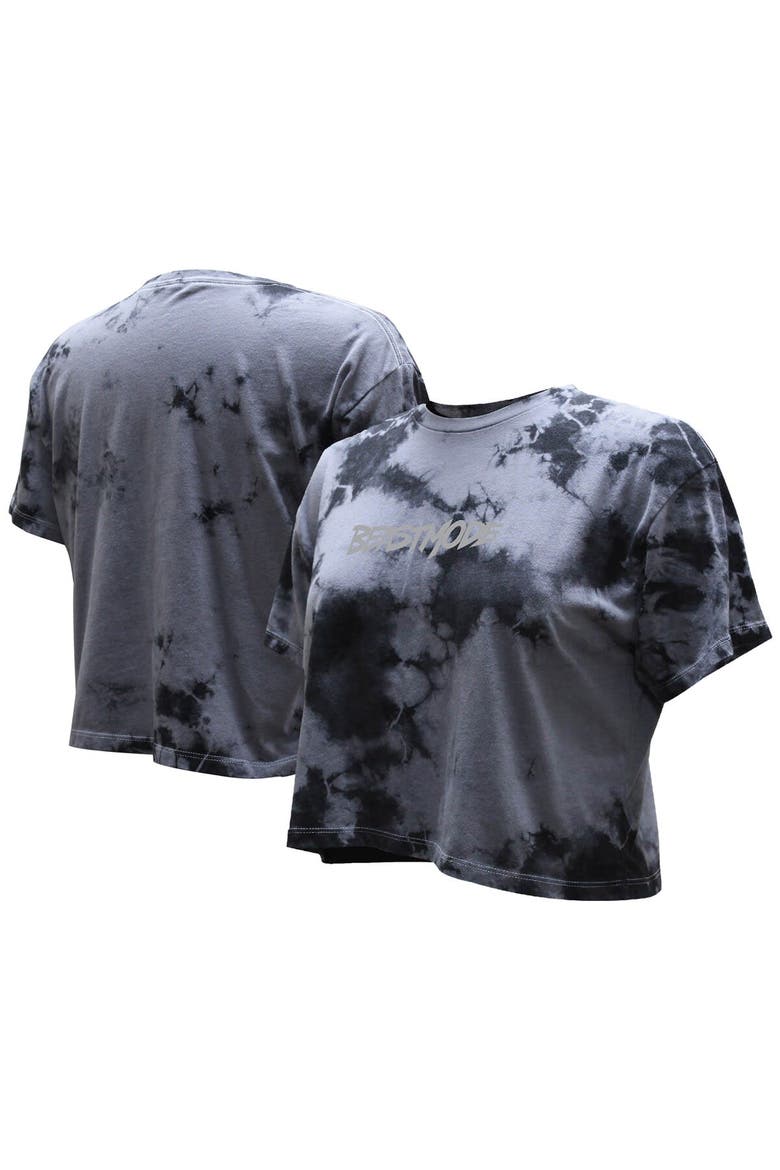 Women's  Black Beast Mode Dark Crystal Washed Crop T-Shirt, Main, color, Black