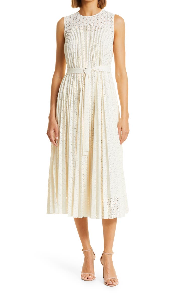 Deplica Cutout Pleated Dress, Main, color, SOFT CREAM