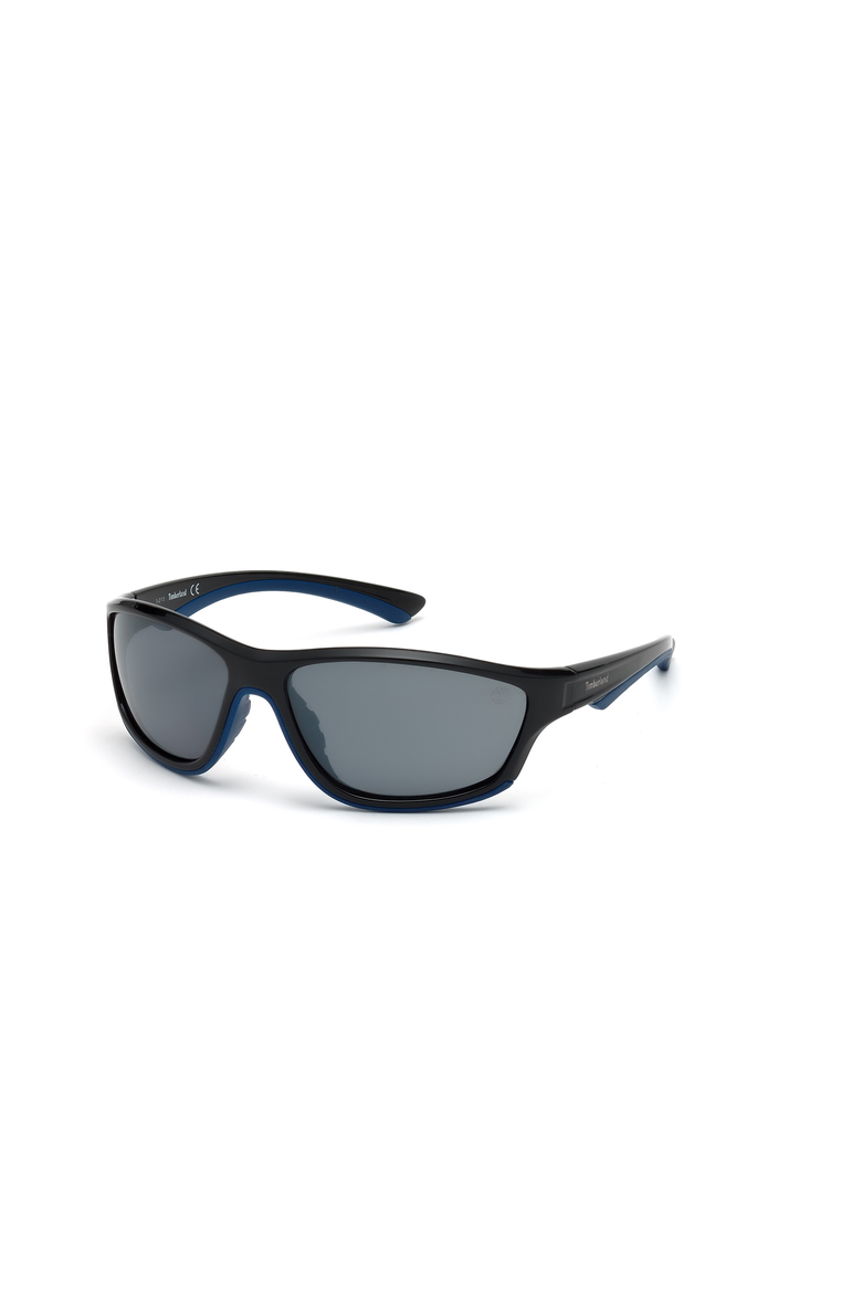 Rounded Wraparound Polarized Sunglasses, Main, color, Shiny Black / Smoke