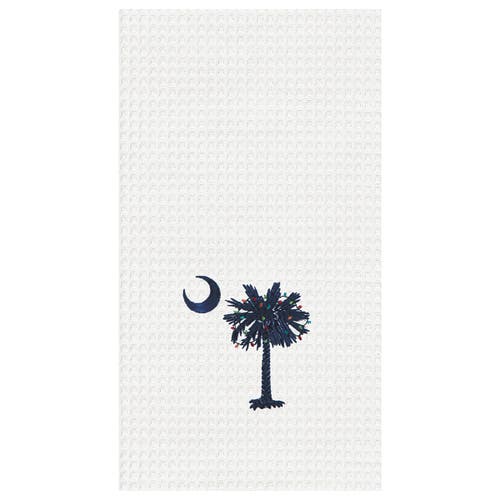 C & F Home C&f Home Palmetto With Lights Waffle Weave Kitchen Towel In Blue
