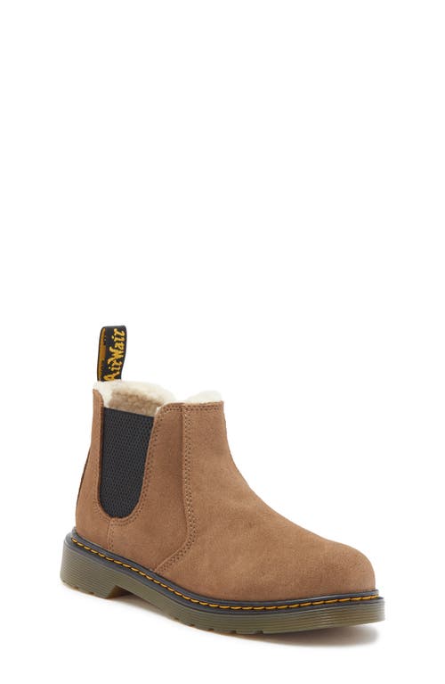 Dr. Martens' Dr. Martens Kids' 2976 Leonore Faux Fur Lined Chelsea Boot In Dark Khaki Bronx Suede