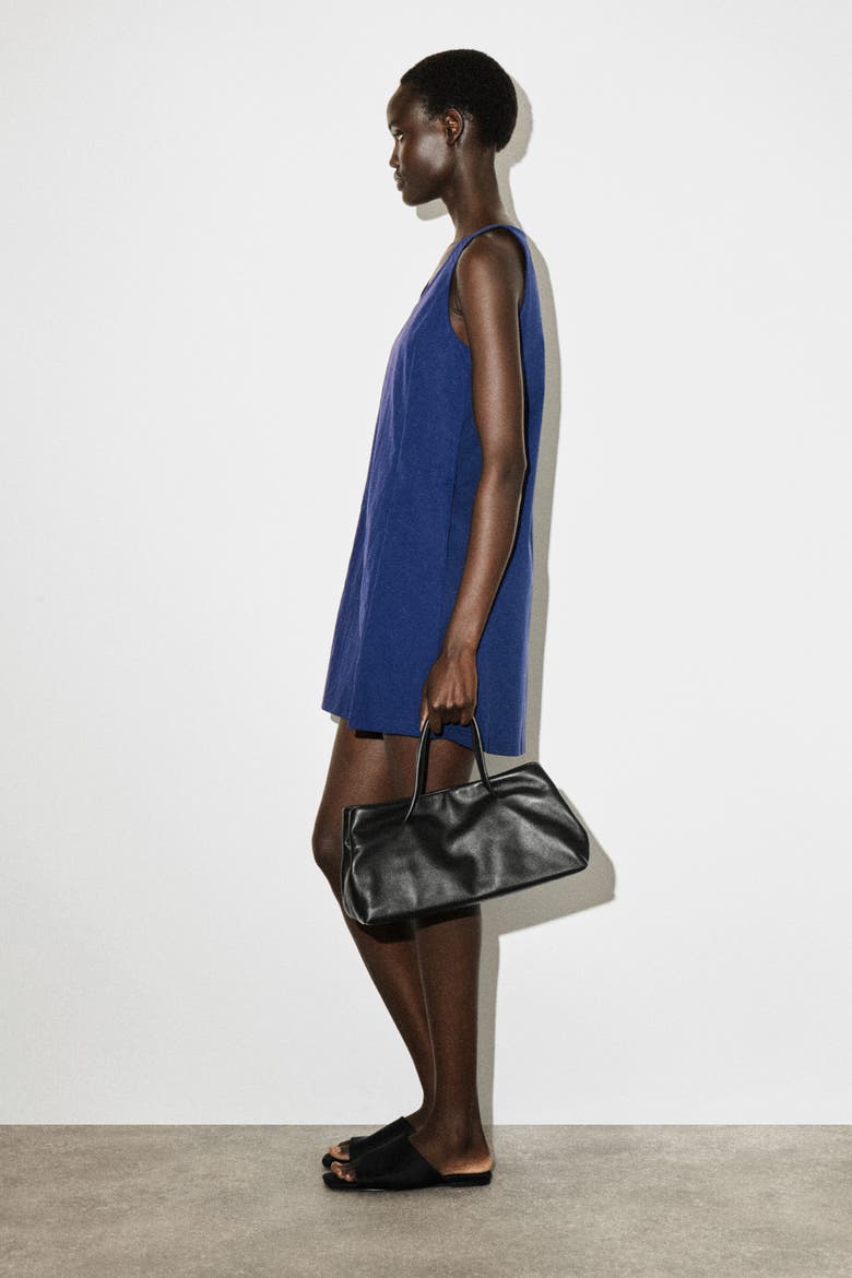Jersey-paneled Nylon Mini Dress, Alternate, color, BLUE