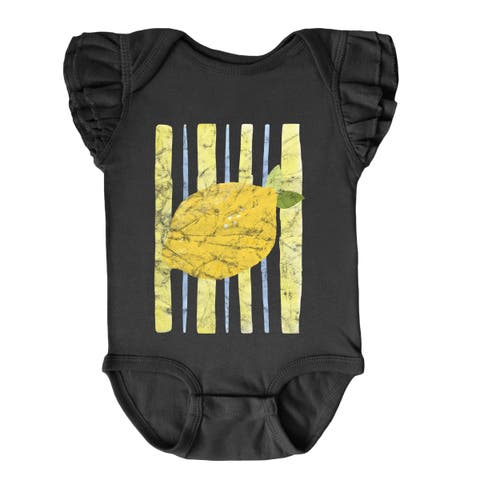 Lemon Stripes Flutter Sleeve Bodysuit (Baby)