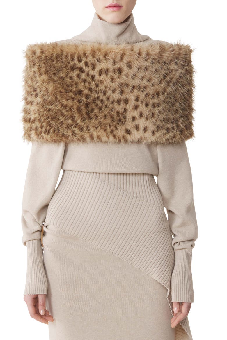 Faux Fur Scarf, Alternate, color, Leopard