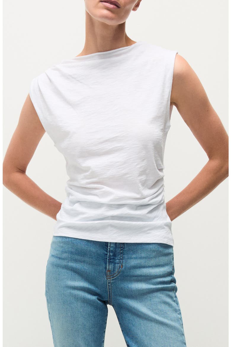 Brody Gathered Cotton Muscle Tee, Main, color, WHITE