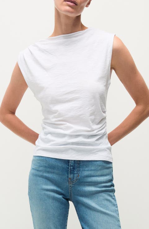 Brody Gathered Cotton Muscle Tee