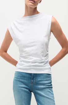 Veronica Beard Brody Gathered Cotton Muscle Tee