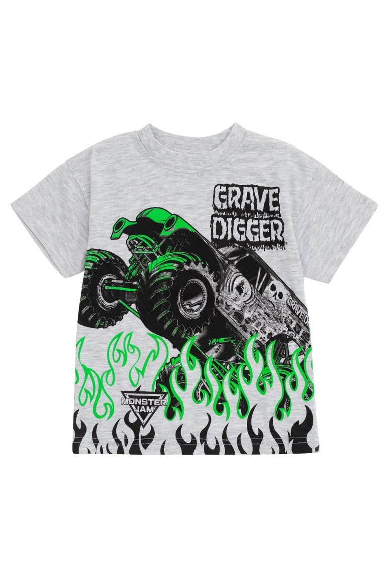 Grave Digger T-Shirt & Mesh Shorts Set, Alternate, color, Gray