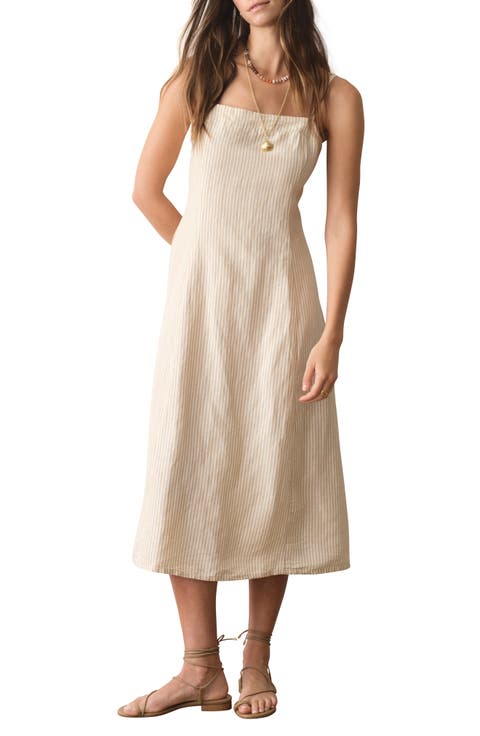 Luca Stripe Linen Blend Midi Dress