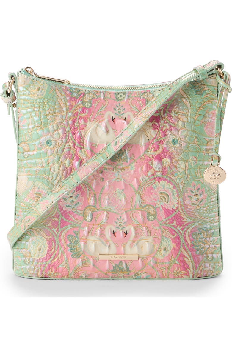 Brahmin Katie Croc Embossed Leather Crossbody Bag, Main, color, Odette Ombre Melbourne