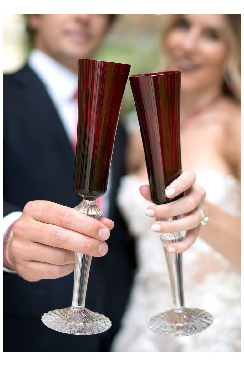 Mille Nuits Flutissimo Set of 2 Lead Crystal Flutes, Alternate, color, RED