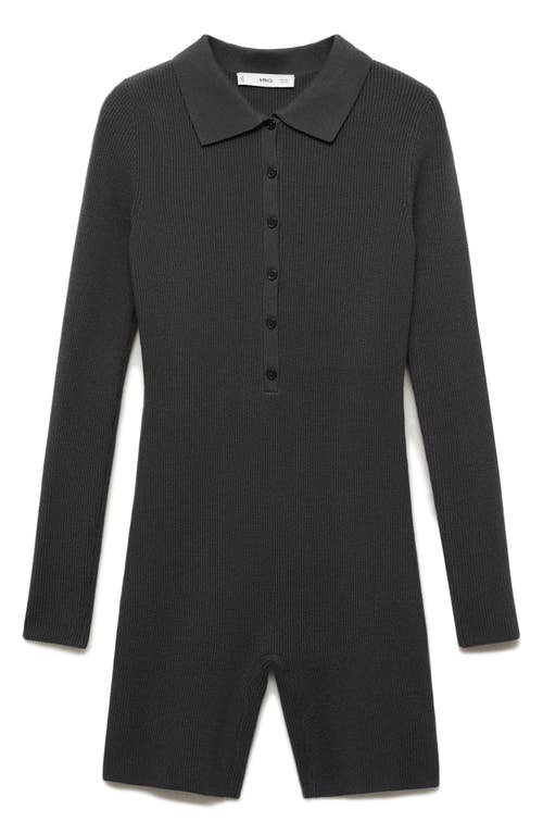 Shop Mango Tokyo Long Sleeve Romper In Charcoal