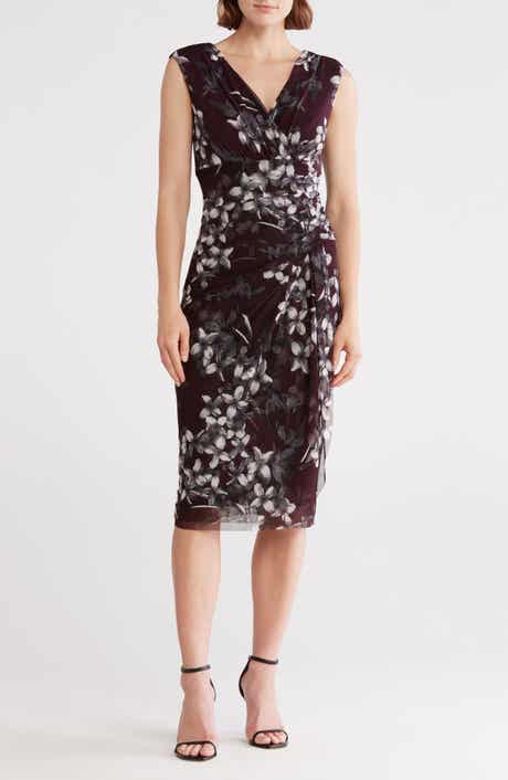 Faux Wrap Mesh Midi Dress