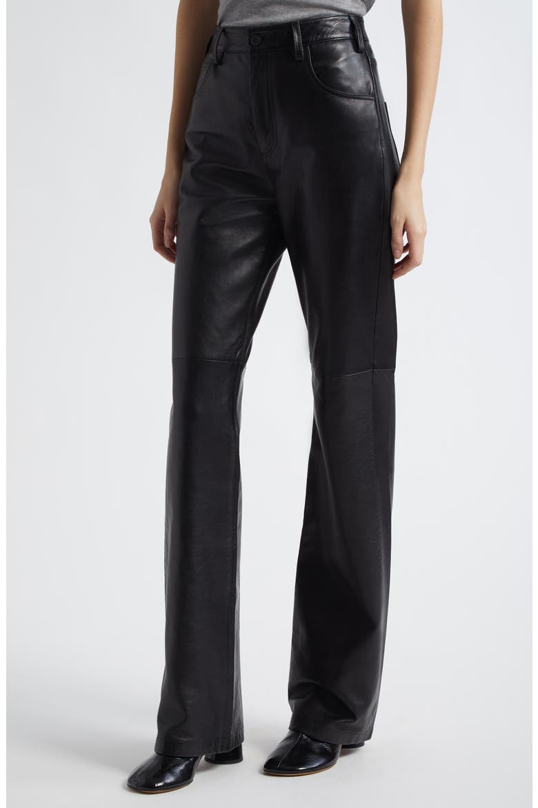 Joan Straight Leg Leather Pants, Alternate, color, BLACK