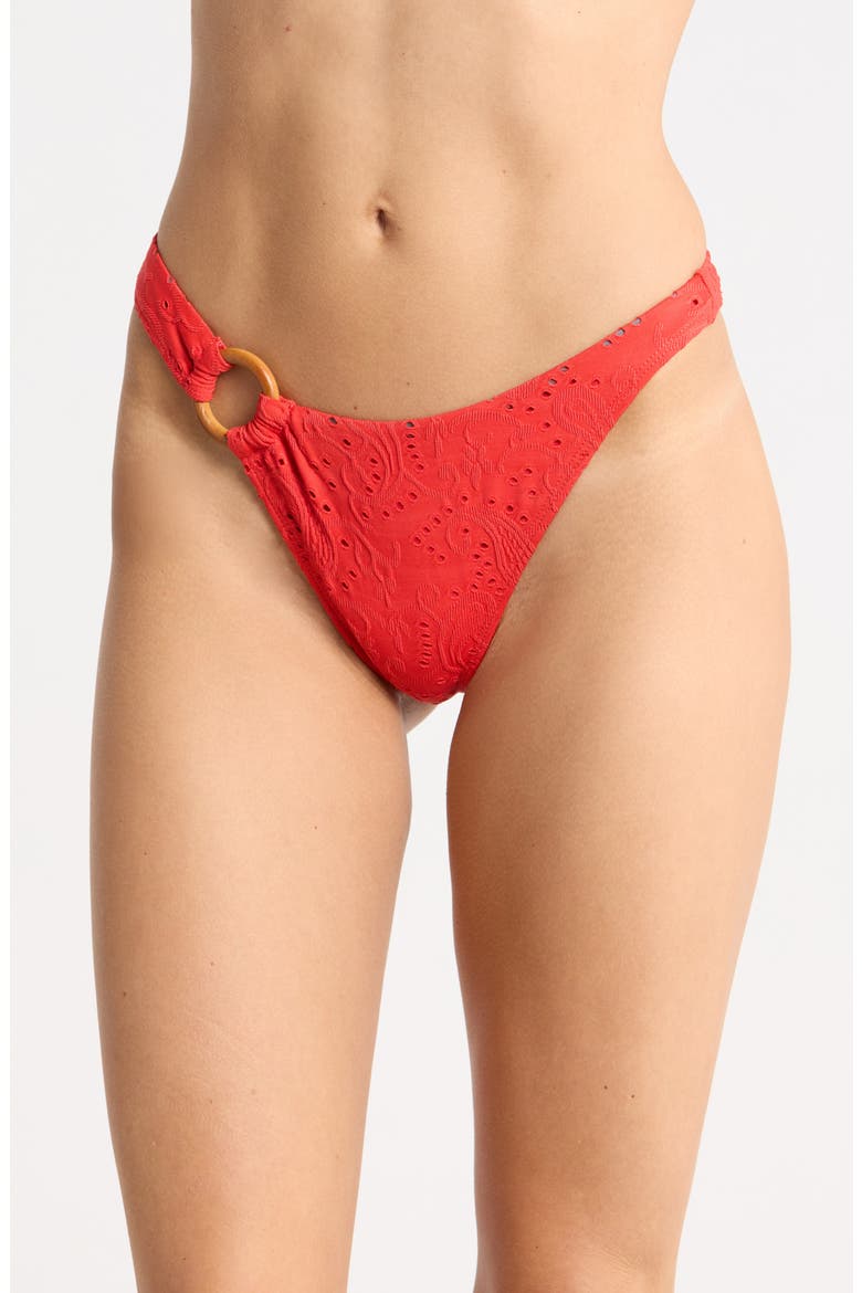 Moderate Coverage Eyelet Bikini Bottoms, Main, color, CHERRY COLA
