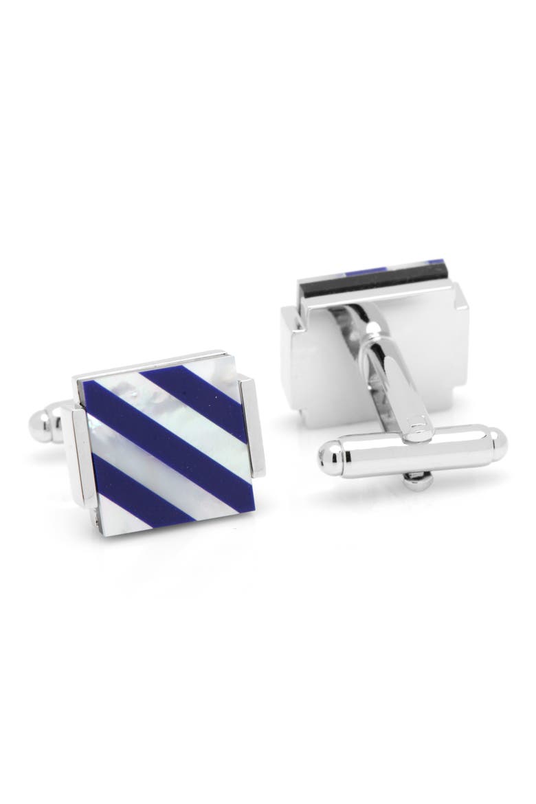 Mother-Of-Pearl & Lapis Lazuli Cuff Links, Alternate, color, BLUE