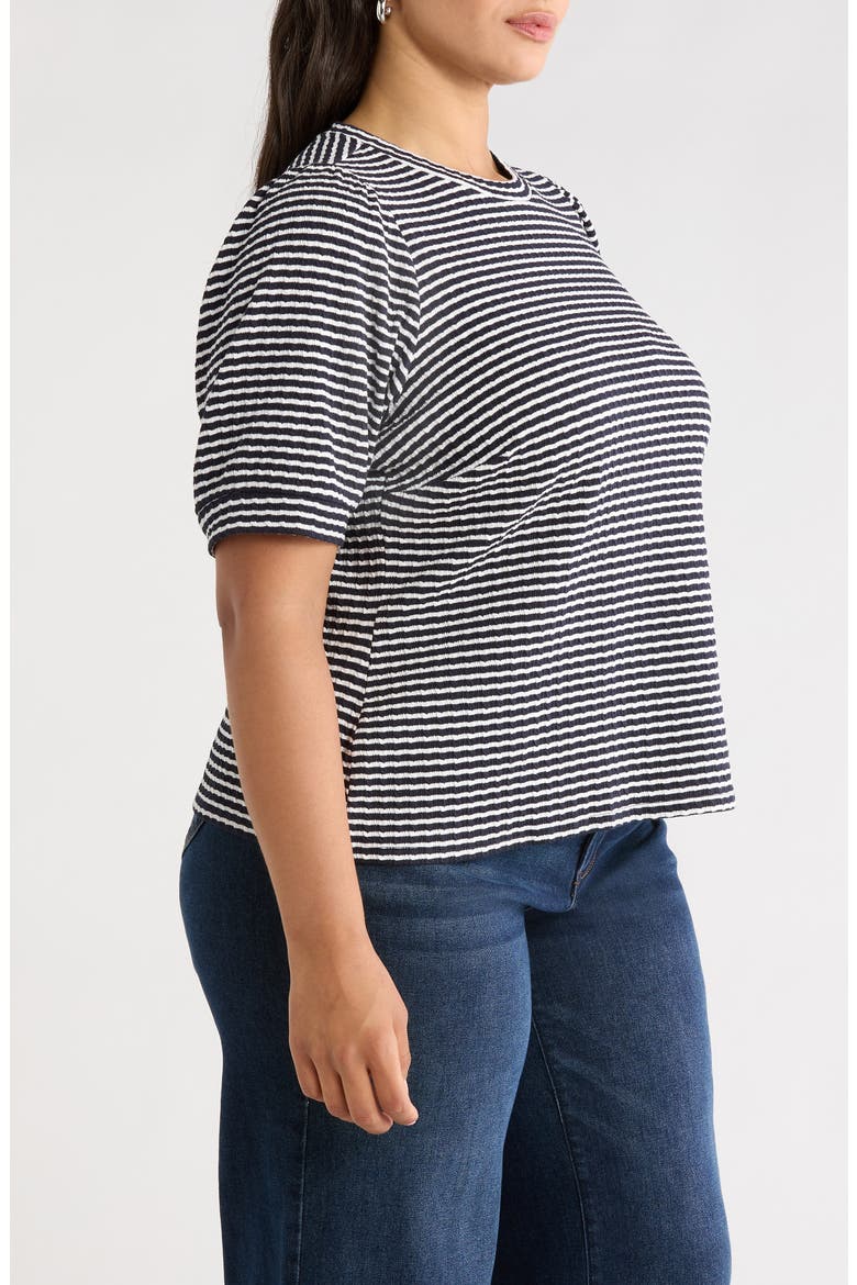 Stripe Puff Sleeve T-Shirt, Alternate, color, BARITONE BLUE