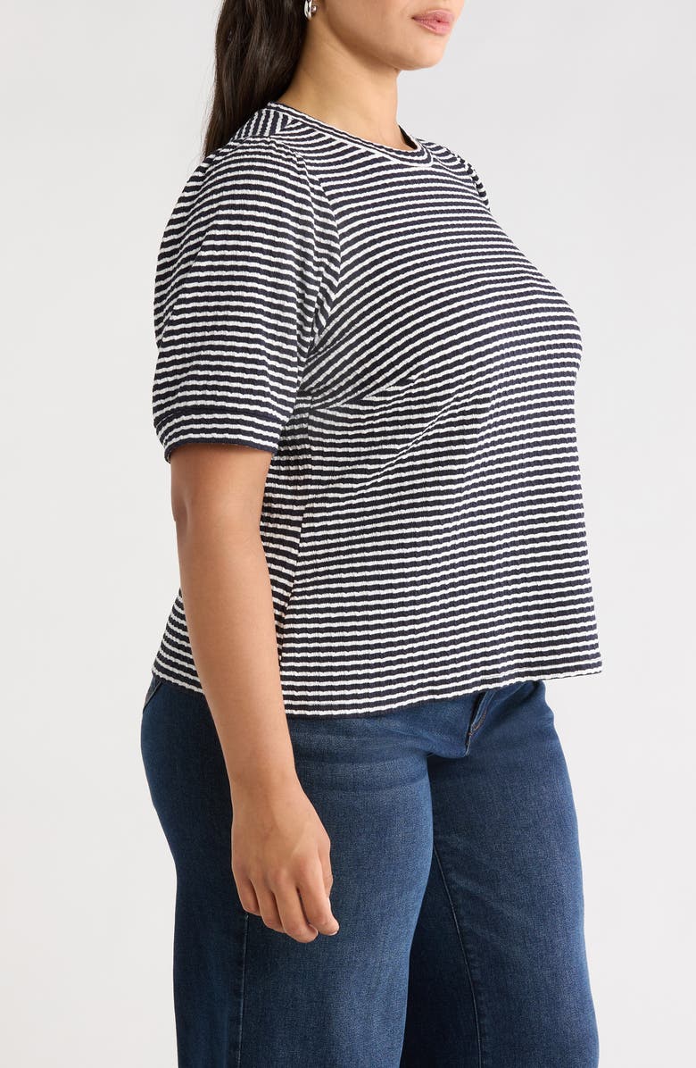 Halogen<sup>®</sup> Stripe Puff Sleeve T-Shirt, Alternate, color, Baritone Blue