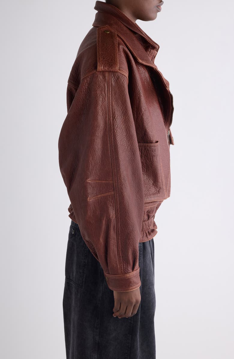 Isabel Marant Aneli Leather Moto Jacket, Alternate, color, Terracotta