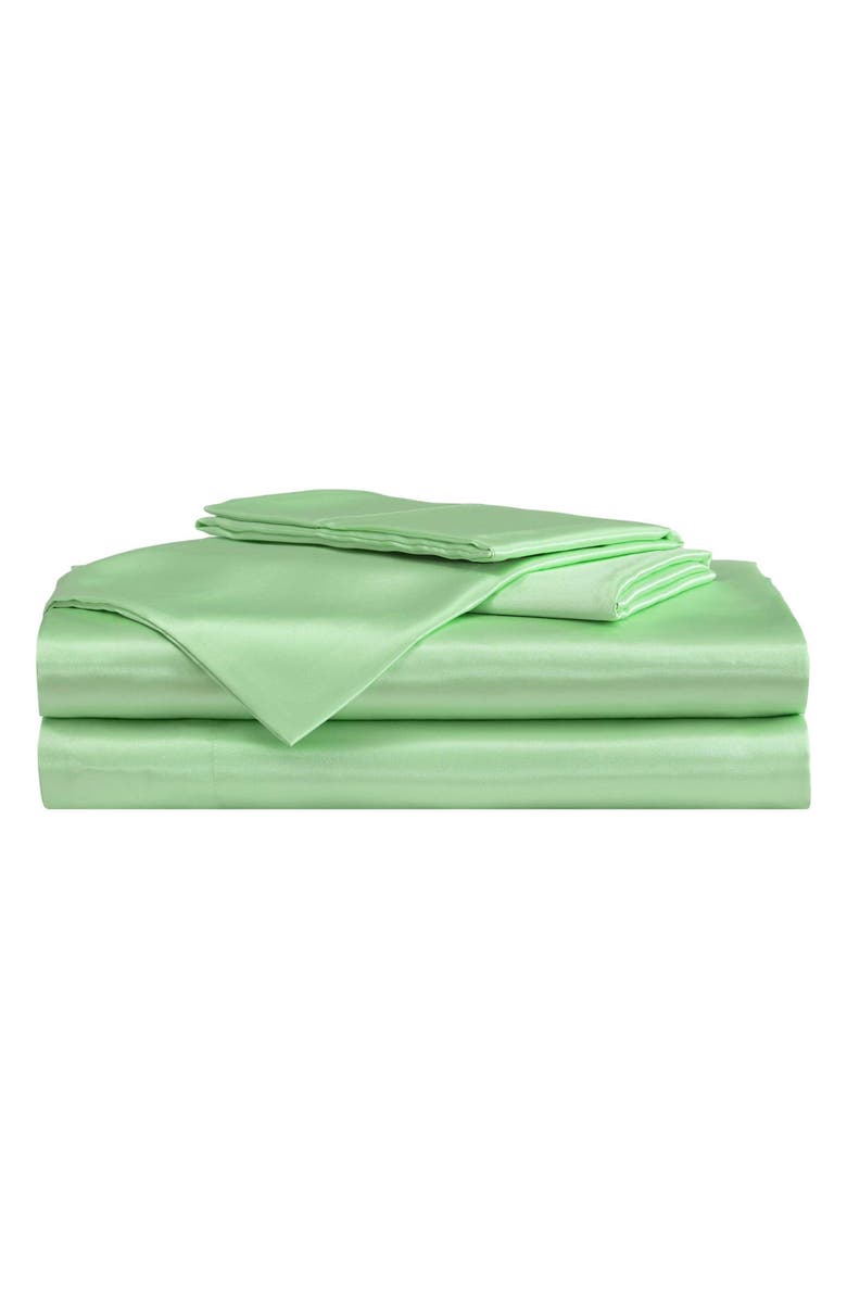 Betsey Johnson Solid Satin Sheet Set, Main, color, Pastel Green