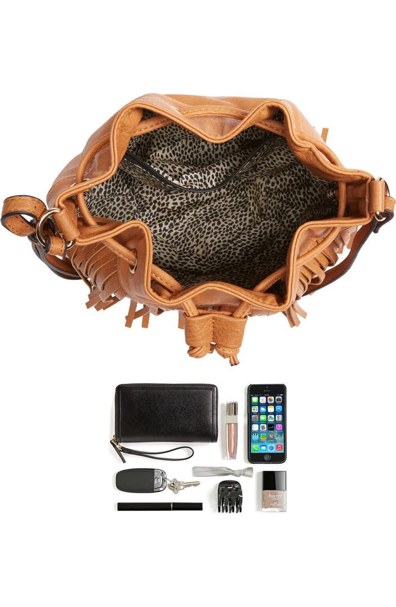 Sole Society Mini Fringe Faux Leather Bucket Bag, Alternate, color,