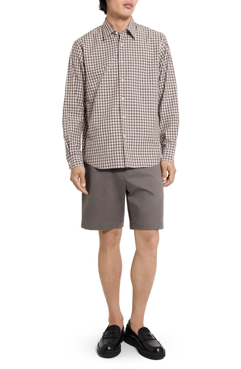 Theory Weekend Park Check Flannel Button-Up Shirt, Alternate, color, Morel Multi