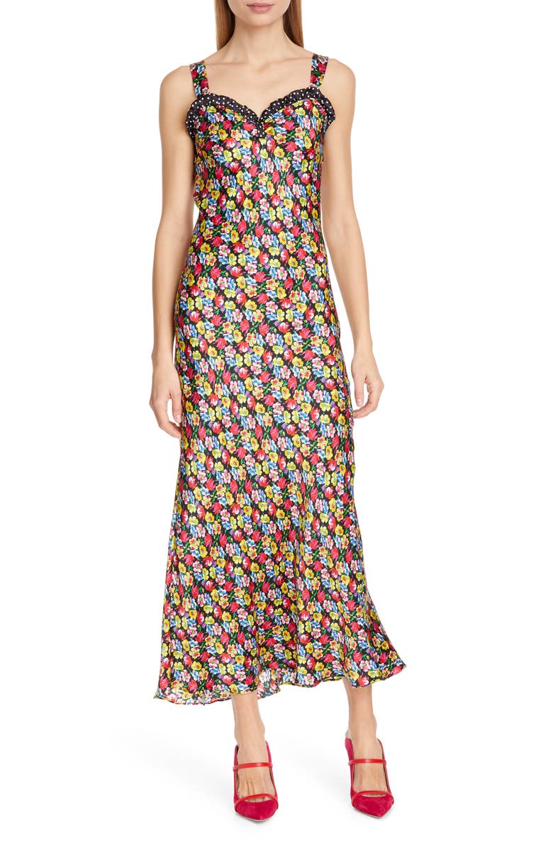 RIXO Juliet Floral & Polka Dot Print Dress, Main, color,