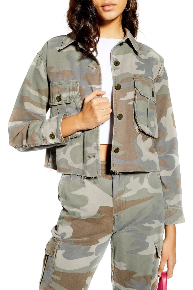 Camouflage Shirt Jacket, Main, color, OLIVE MULTI