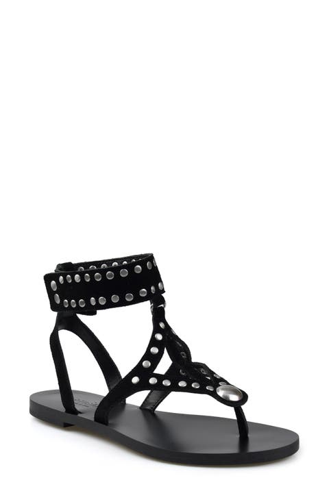 Leessa Studded Leather Thong Sandal