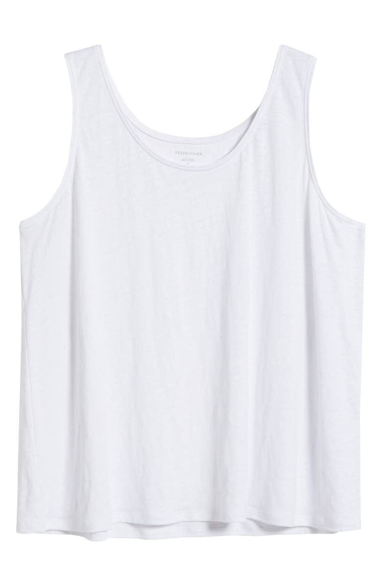 Eileen Fisher Scoop Neck Organic Linen Tank, Alternate, color, White