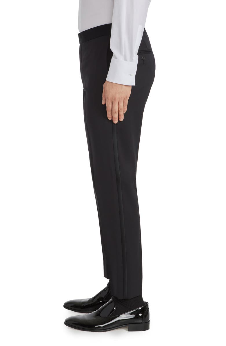 Jack Victor Phoenix Flat Front Tuxedo Pants, Alternate, color, Black