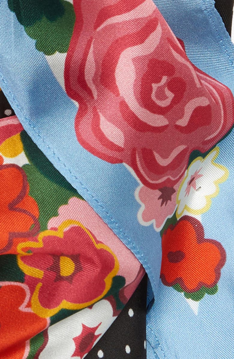 Kate Spade New York floral bouquet silk diamond scarf, Alternate, color,