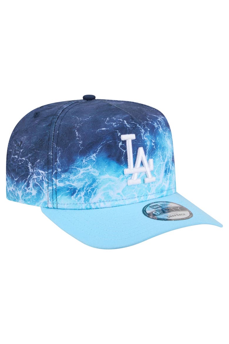 Men's New Era  Light Blue Los Angeles Dodgers Deep Water Pre-Curved 9FIFTY A-Frame Snapback Hat, Alternate, color, Light Blue