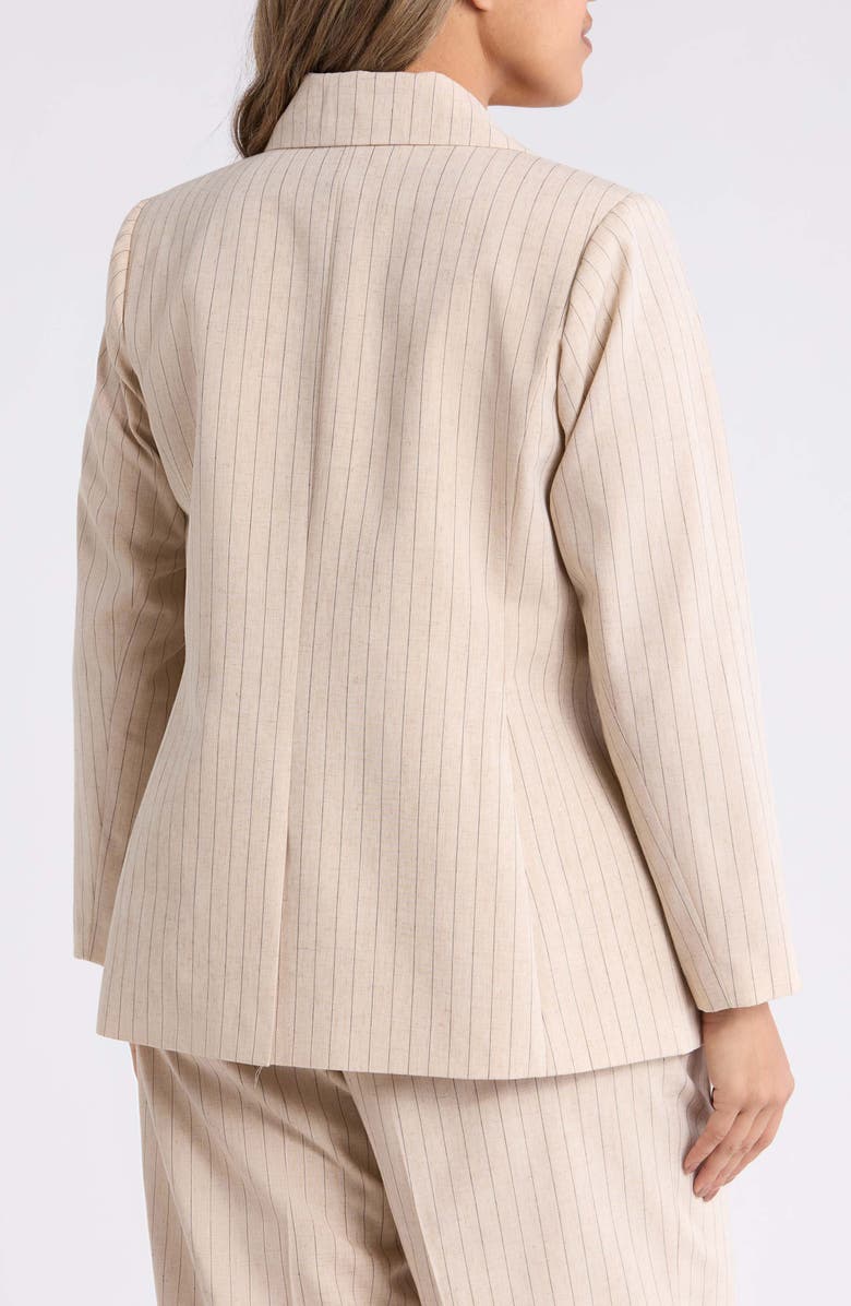 Tahari ASL Pinstripe Double Breasted Blazer, Alternate, color, Dune Espresso